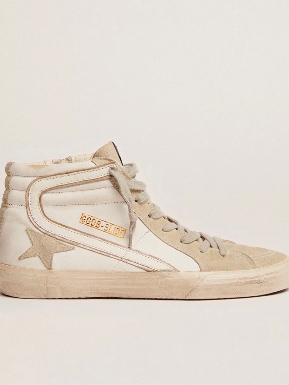 GGDB-Style Cream & Beige High-Top Sneaker for Women